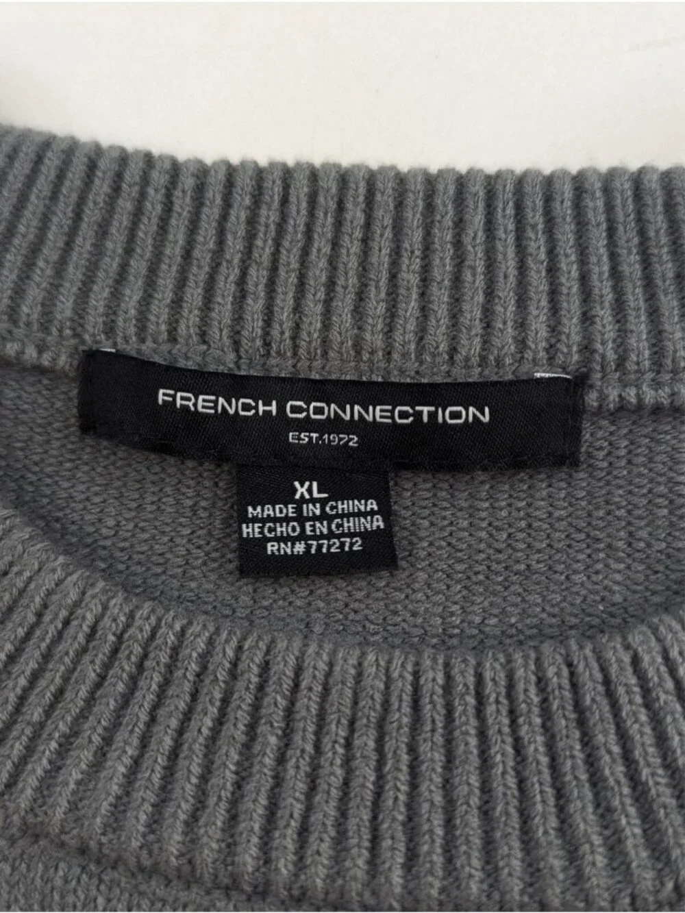 French Connection Womens XL Grey Sweater Vest With Blue & White Striped Shirt De